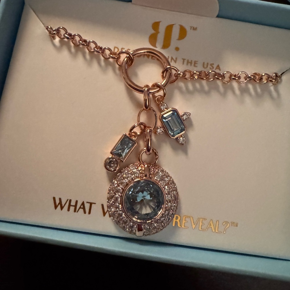 Bomb Party Charm Necklace March 2026 Aquamarine Rose Gold